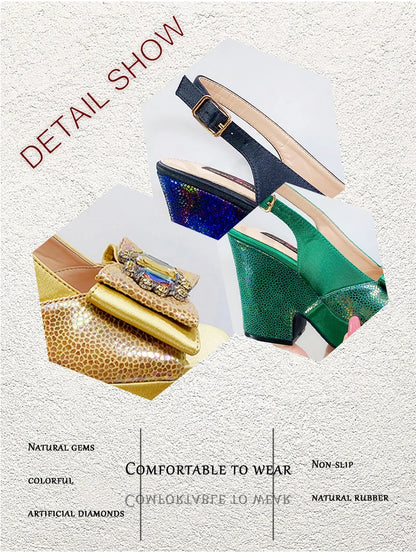 2023 Newest Wedding Women Shoes Nigeria Africa 10cm High Heels Party Gathering Crystal Design Women Shoes Fashion Ladies Shoes