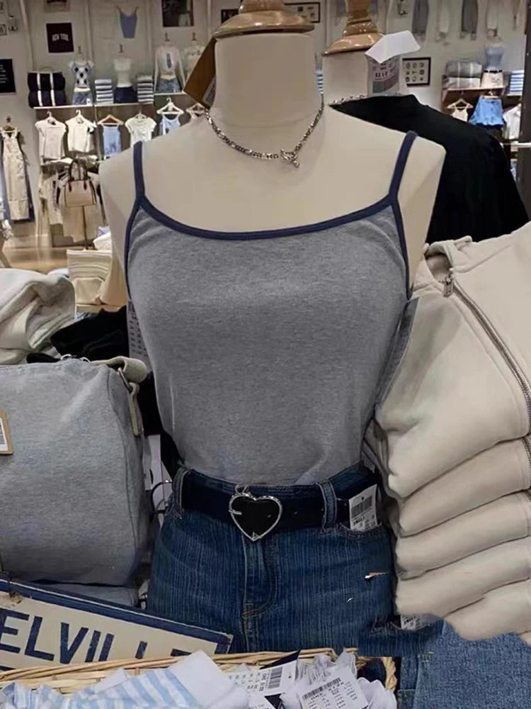 Retro Patchwork Ribbed Cotton Tops Women Summer Sweet Ruffle Square Collar Sleeveless Bow Camis Vintage Chic Slim Crop Top 2024