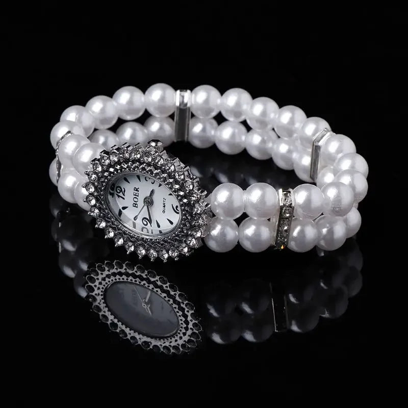 Fashion Women Watch Clock Women Casual Wristwatches Pearl Beaded Bracelet Watches Strap Quartz Wrist Watch Horloges Jewelry Gift