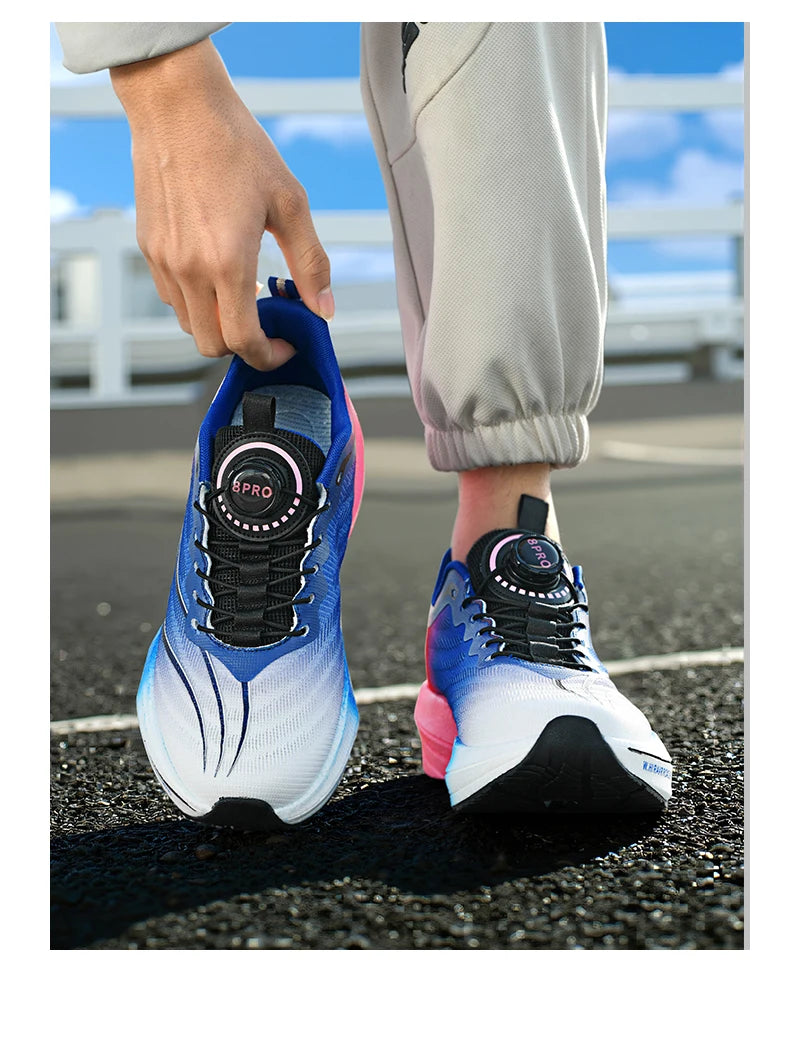 Marathon Carbon Plate Air Cushion Men Sports Running Shoes Breathable Lightweight Women's Comfortable Athletic Nonskid Sneakers