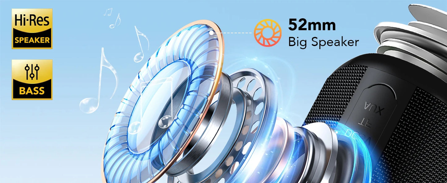 Bluetooth Speaker, 2025 Portable Wireless Speakers with Led Light, Bluetooth 5.4, 24H Playtime, Enhanced Bass, IPX7 Waterproof