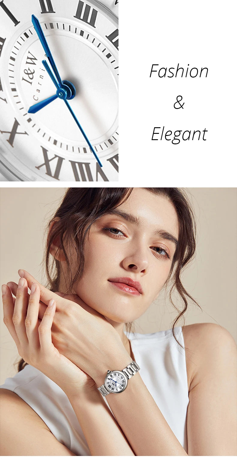 Relogio Feminino Switzerland I&W 2022 New Women Quartz Watches Sapphire Glass Waterproof 316L Stainless Steel Watch for Women