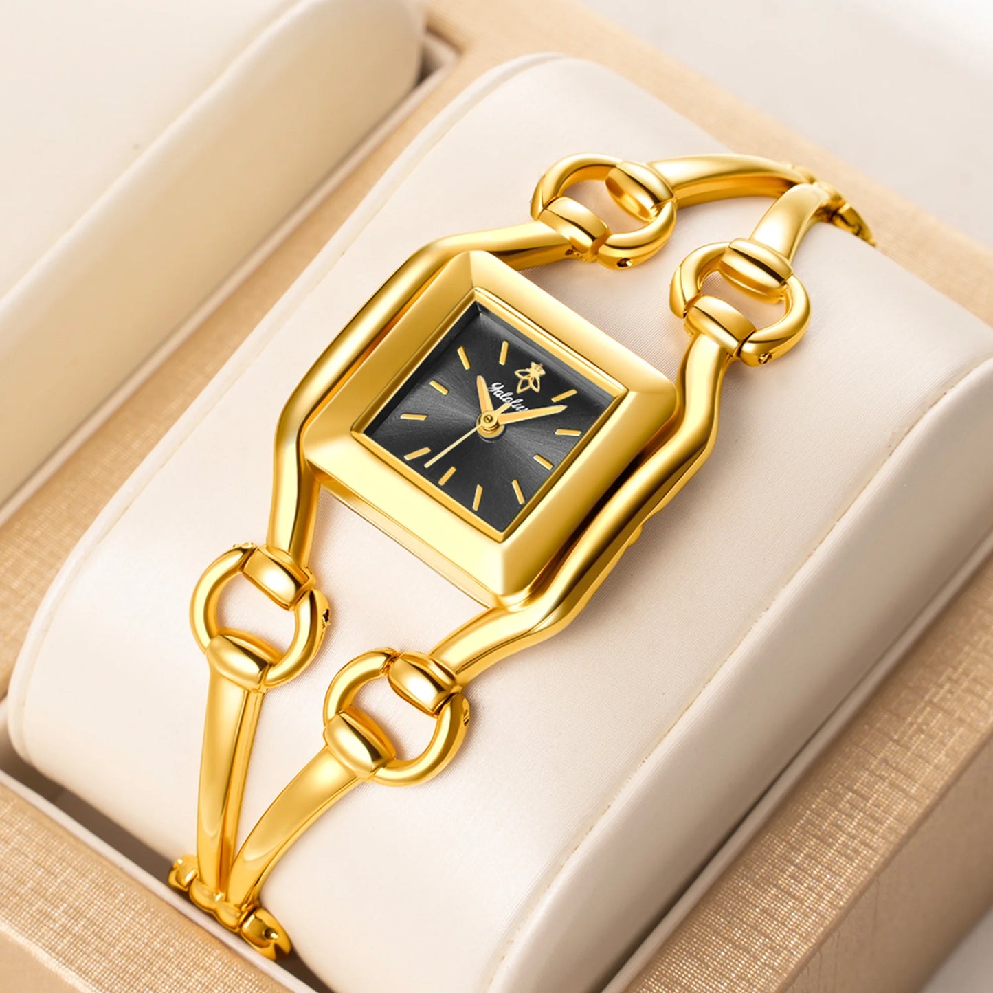 YaLaLuSi Newest Ladies Quartz Watches Women's Small Watches Luxury Casual Fashion Bracelet Including Tools Gold-Green