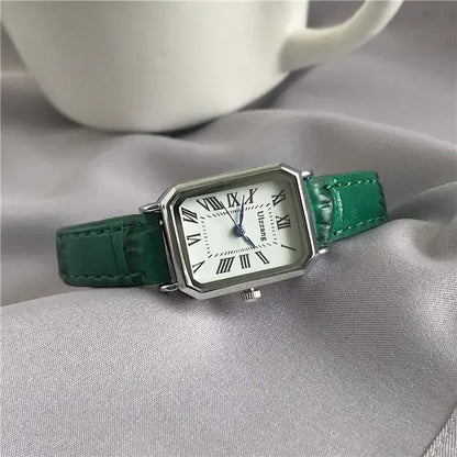 Retro Watches Classic Casual Quartz Dial Leather Strap Band Rectangle Clock Fashionable Wrist Watches for Women Harajuku Y2k
