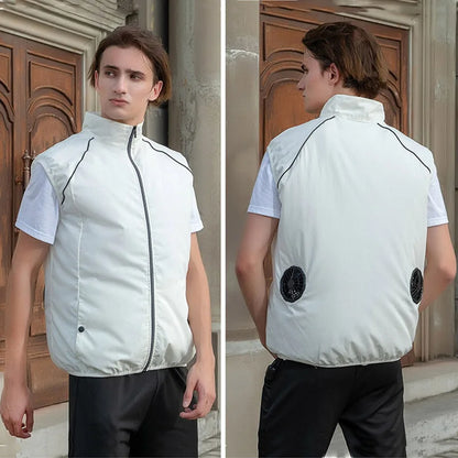 Fashion Men's Summer Air Conditioning Clothing Fan Cooling Vest USB Charging Cooling Sports Men's Outdoor Jacket Plus Size M-4XL