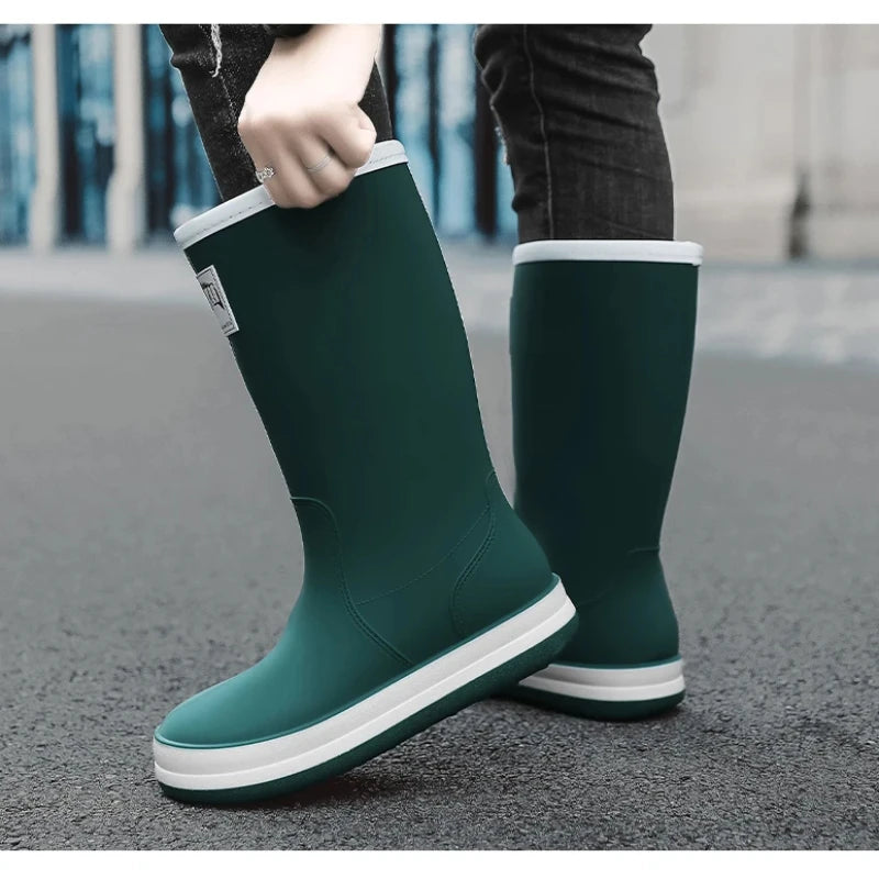 Men's Rain Shoes in The Cylinder Waterproof Wear-resistant Injection Molding Rubber Breathable New Outdoor Walking Water Shoes