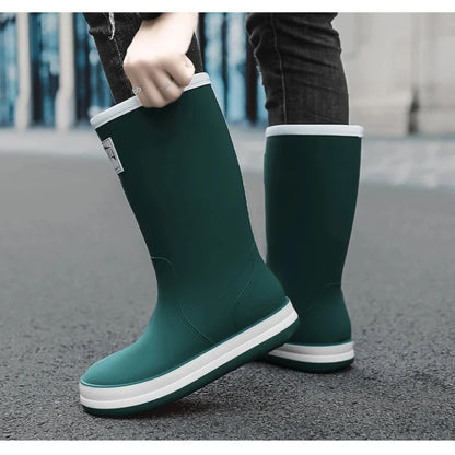 Men's Rain Shoes in The Cylinder Waterproof Wear-resistant Injection Molding Rubber Breathable New Outdoor Walking Water Shoes