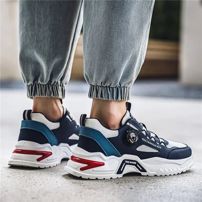 Men's Korean rotating shoelaces trendy sports shoes four season soft soled comfort casual sneakers outdoor student running shoes