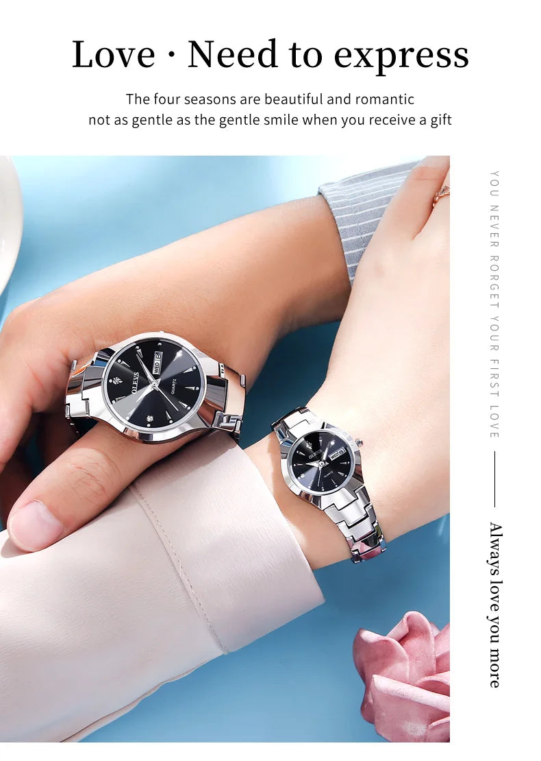 OLEVS 8697 Luxury Elegant Quartz Women's Watch Tungsten Steel Strap Fashion Waterproof Calendar Diamond dial Women's Watch