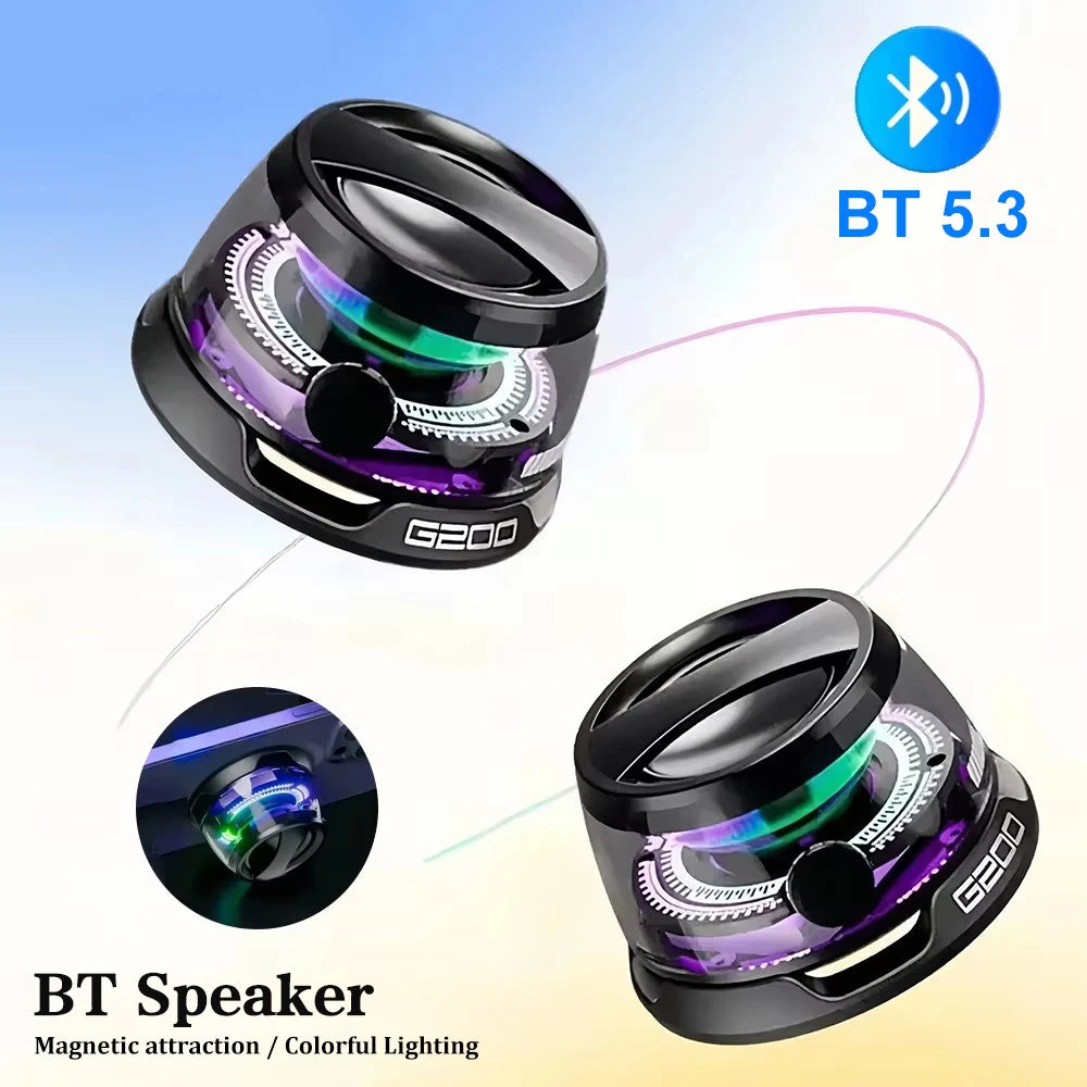 Bluetooth 5.3 Speaker Outdoor Magnetic RGB Lighting Bluetooth Speaker with RGB Color Light Multifunctional Magnetic Phone Holder