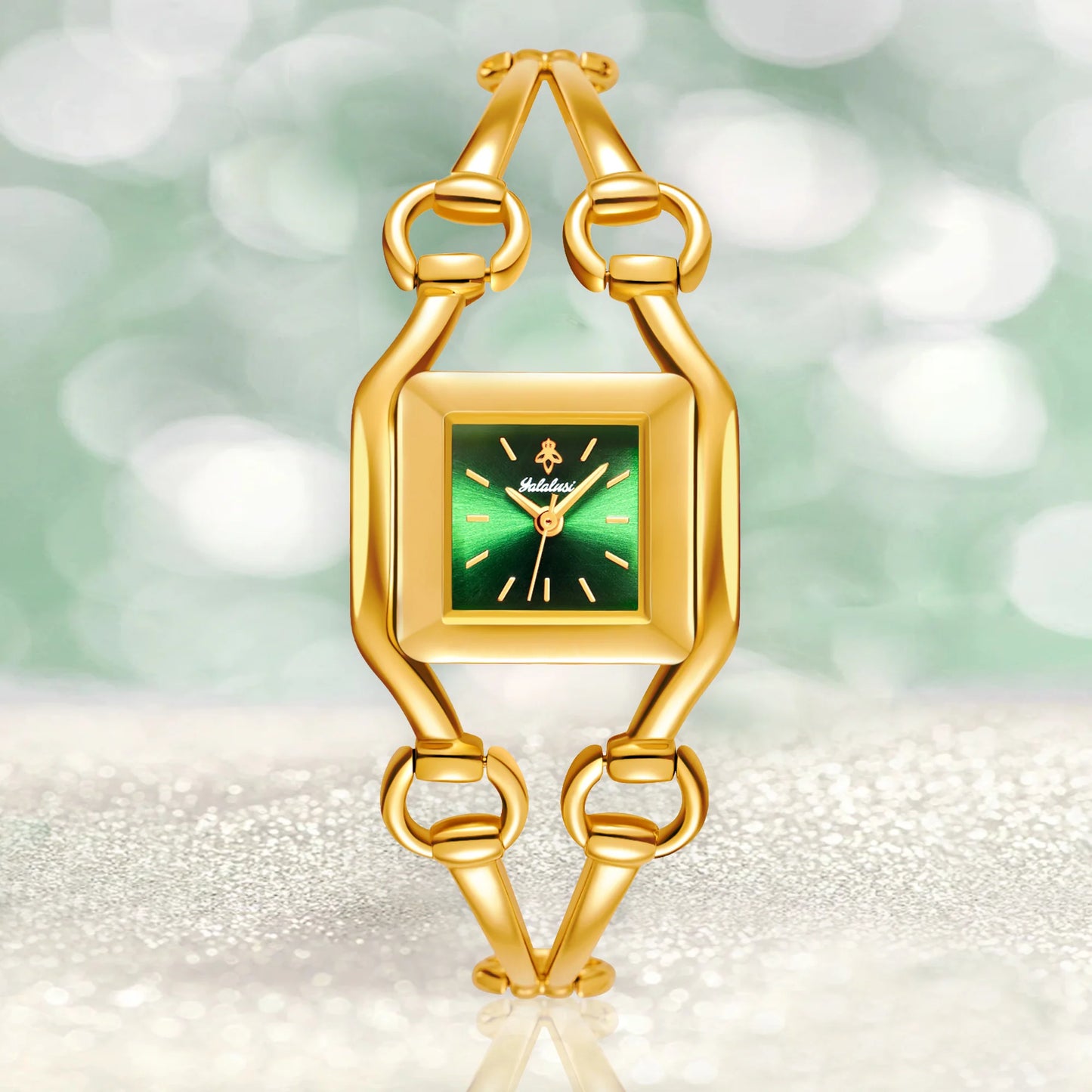 YaLaLuSi Newest Ladies Quartz Watches Women's Small Watches Luxury Casual Fashion Bracelet Including Tools Gold-Green