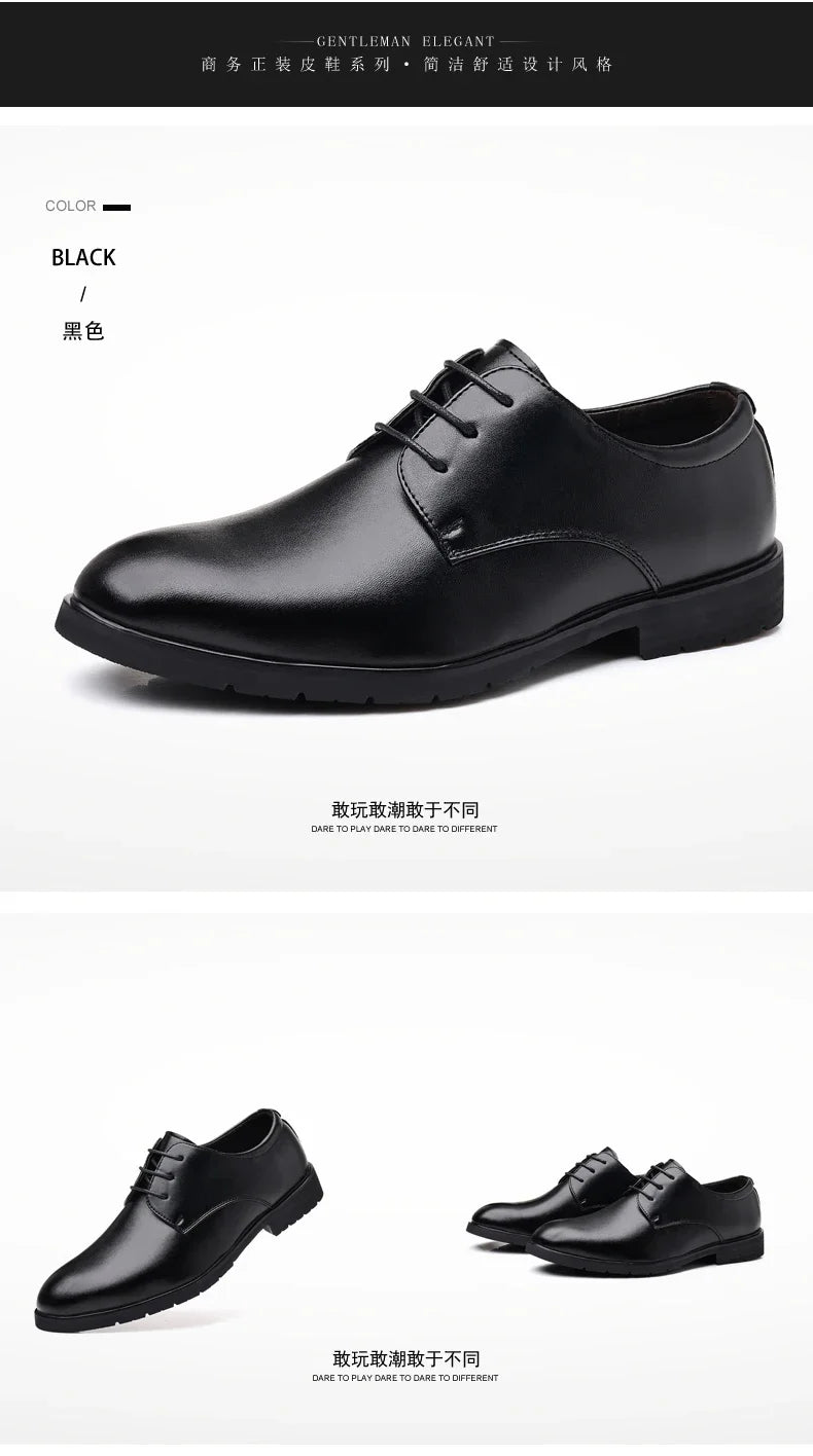 High Quality Formal Leather Men Dress Shoes Breathable Mens Casual Shoes Italian Luxury Brand Lace-Up Non-slip Men Driving Shoes