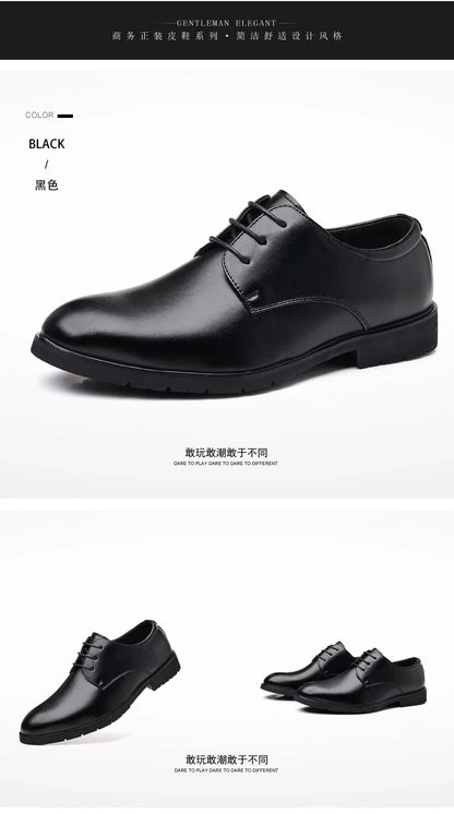 High Quality Formal Leather Men Dress Shoes Breathable Mens Casual Shoes Italian Luxury Brand Lace-Up Non-slip Men Driving Shoes