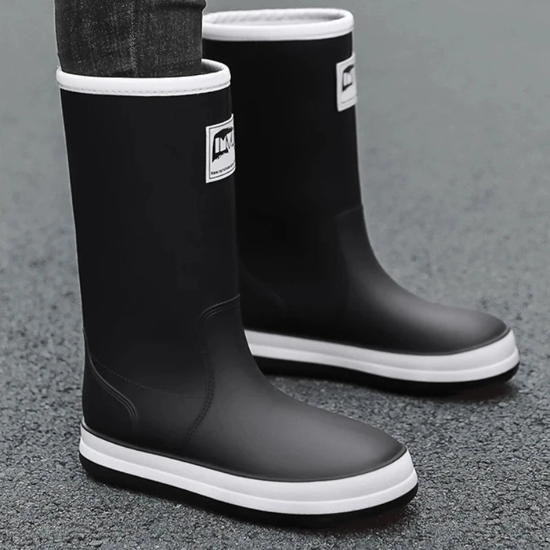 Men's Rain Shoes in The Cylinder Waterproof Wear-resistant Injection Molding Rubber Breathable New Outdoor Walking Water Shoes