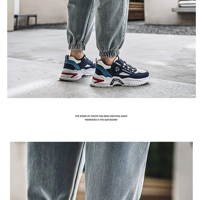 Men's Korean rotating shoelaces trendy sports shoes four season soft soled comfort casual sneakers outdoor student running shoes