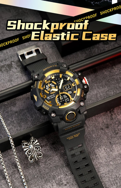 STRYVE Top Brand Electronic Watch For Men Outdoor Sports Waterproof Dual Time Display Quartz Wristwatches Rubber reloj hombre