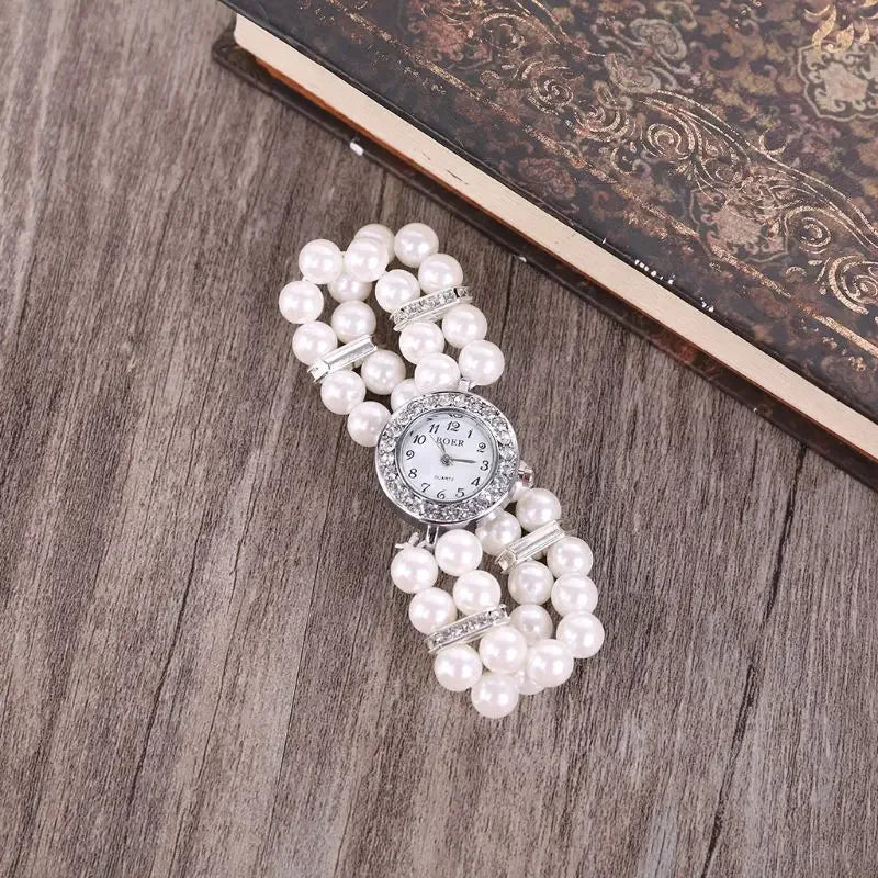 Fashion Women Watch Clock Women Casual Wristwatches Pearl Beaded Bracelet Watches Strap Quartz Wrist Watch Horloges Jewelry Gift