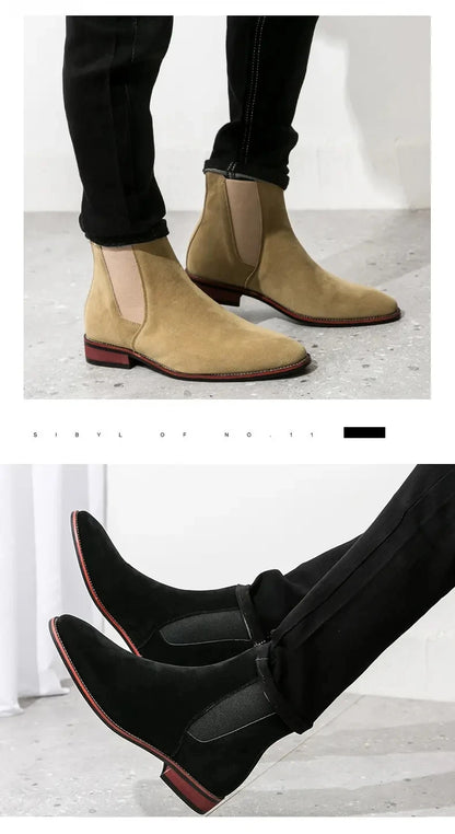 Fashionable Men Chelsea Boots PU Korean Version Versatile Suede European and American Short Boots Size 38-46 Men Boots