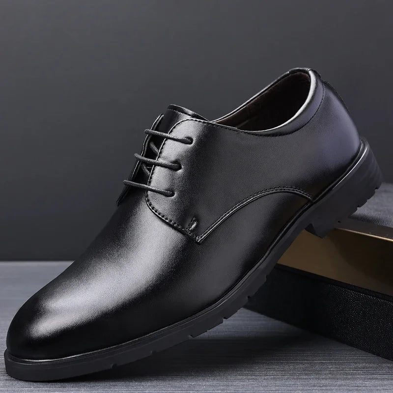 High Quality Formal Leather Men Dress Shoes Breathable Mens Casual Shoes Italian Luxury Brand Lace-Up Non-slip Men Driving Shoes