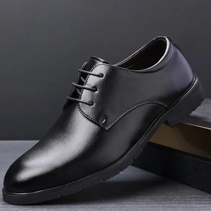 High Quality Formal Leather Men Dress Shoes Breathable Mens Casual Shoes Italian Luxury Brand Lace-Up Non-slip Men Driving Shoes