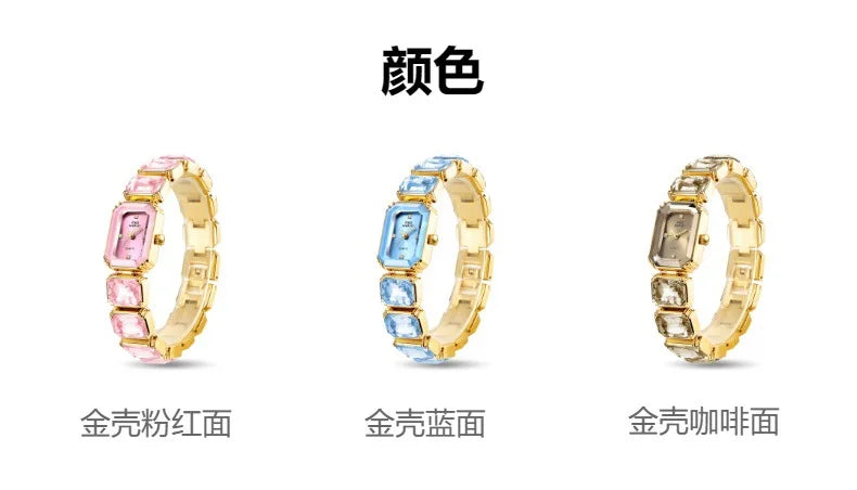 Small golden square dial quartz watch for women bracelet watch luxury diamond fashion women's watch relojes para damas