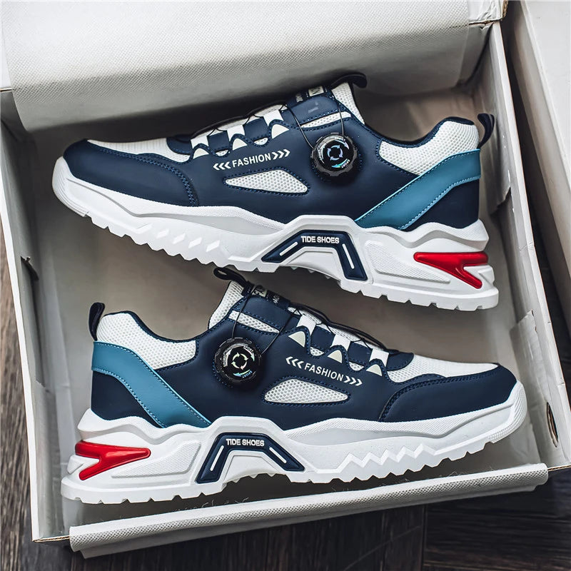 Men's Korean rotating shoelaces trendy sports shoes four season soft soled comfort casual sneakers outdoor student running shoes