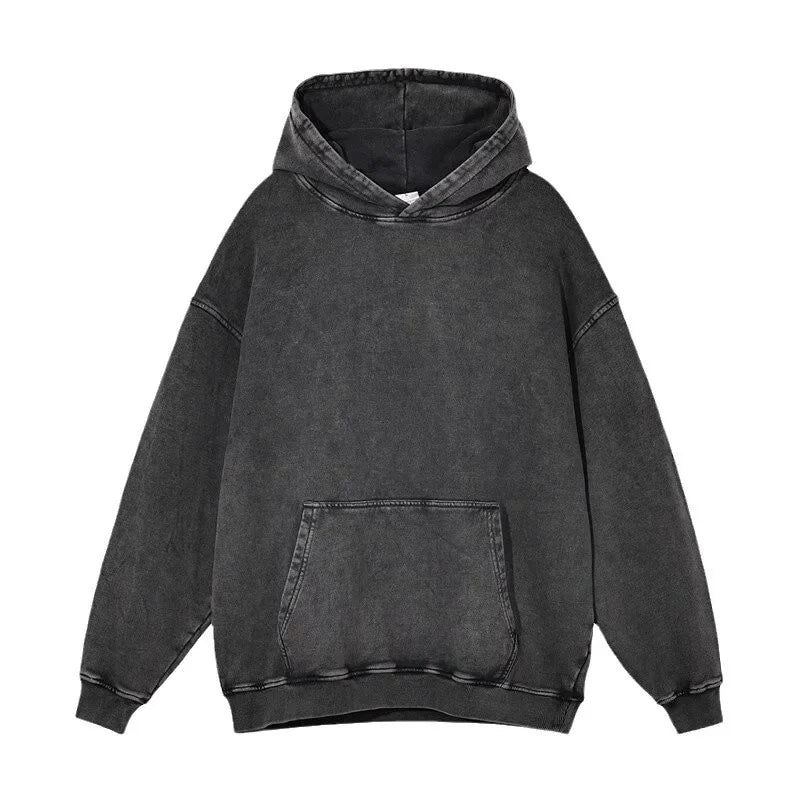 Washed out Thin Cotton Hoodie Sweatshirt Shoulder Drop Shoulder Large Size Women's Clothing Straight Cut Cuff Neckband