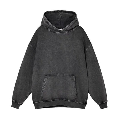 Washed out Thin Cotton Hoodie Sweatshirt Shoulder Drop Shoulder Large Size Women's Clothing Straight Cut Cuff Neckband