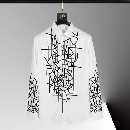 Hot men's shirt 3D printed pattern men's shirt long-sleeved lapel single-breasted fashion casual design slim body large size 6xl