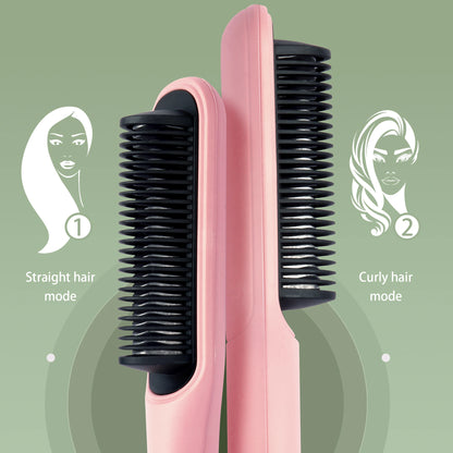 Hair straightener brush, fast ceramic heating, hot air comb, portable heating hair straightener, home and travel salon