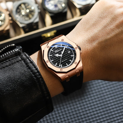 CHENXI 8268 Premium Men's Quartz Watch Night Light Silicone Strap Waterproof Calendar Casual Men's Texture Watch reloj hombre