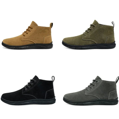 Winter Outdoor Men Casual Shoes Leather Ankle Boots No-slip High Top Male Work Shoes High Quanlity Square Head Men Chelsea Boots