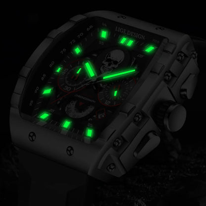 LIGE Men Watch Fashion Business Silicone Waterproof Watches for Men Military Sport Square Quartz Chronograph Relogios Masculino