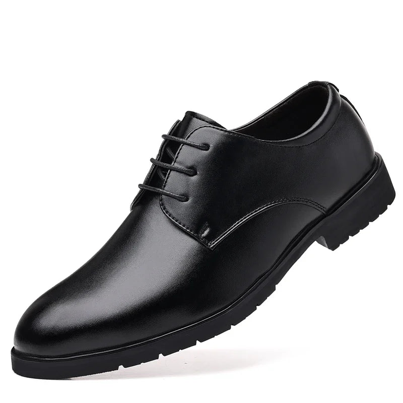 High Quality Formal Leather Men Dress Shoes Breathable Mens Casual Shoes Italian Luxury Brand Lace-Up Non-slip Men Driving Shoes