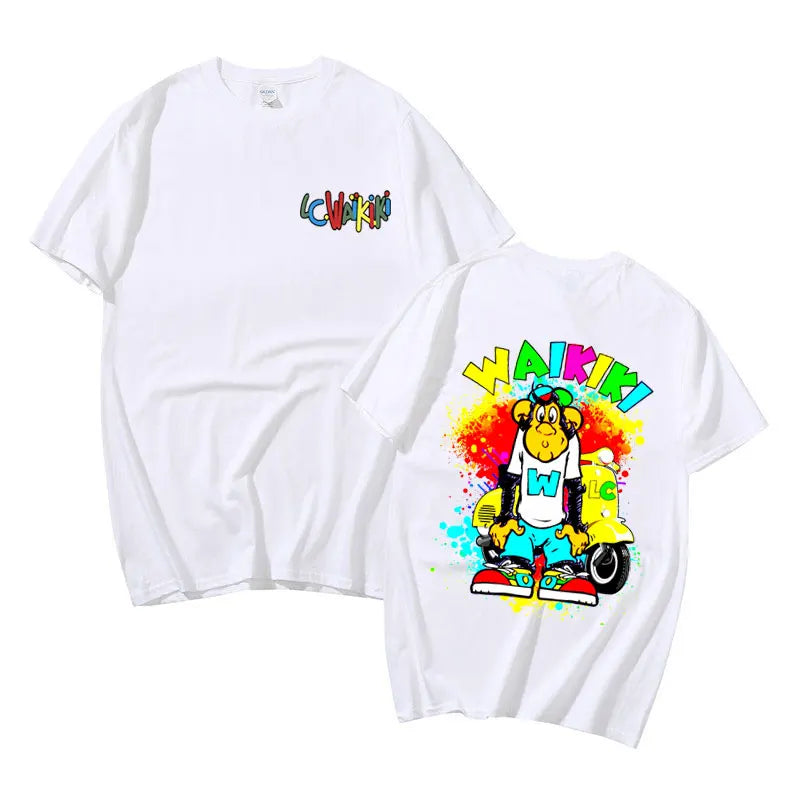 Funny Lc Waikiki Monkey Electric Bike Graphic Tshirt Men Women Fashion Casual T-shirt Male Summer Oversized Short Sleeve Tees