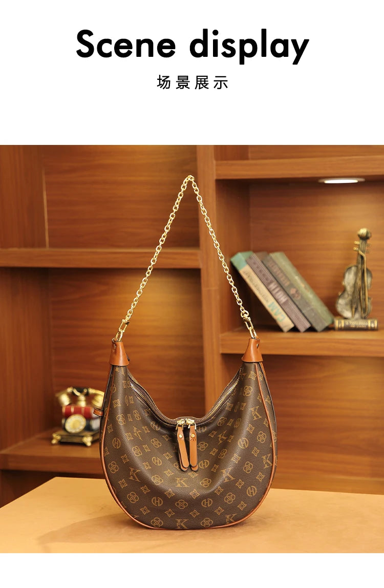 Mkf Genuine Crescent Bag 2025 New Presbyopic Large Capacity High-End Original Accessible Luxury Fashion Single Shoulder Crossbody Armpit Bag