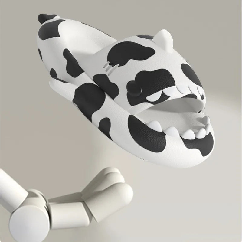 Summer Women Shark Slippers Men Cute Soft EVA Bathroom Sandals Adults Outdoor Cow Flip Flops Couples Non-slip Cartoon Slides