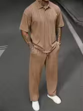 Men's Spring Autumn Seasonal Tie-Dye Patterned Polo Shirt And Pants Set Casual Sporty Holiday Wear Daily  Two-Piece