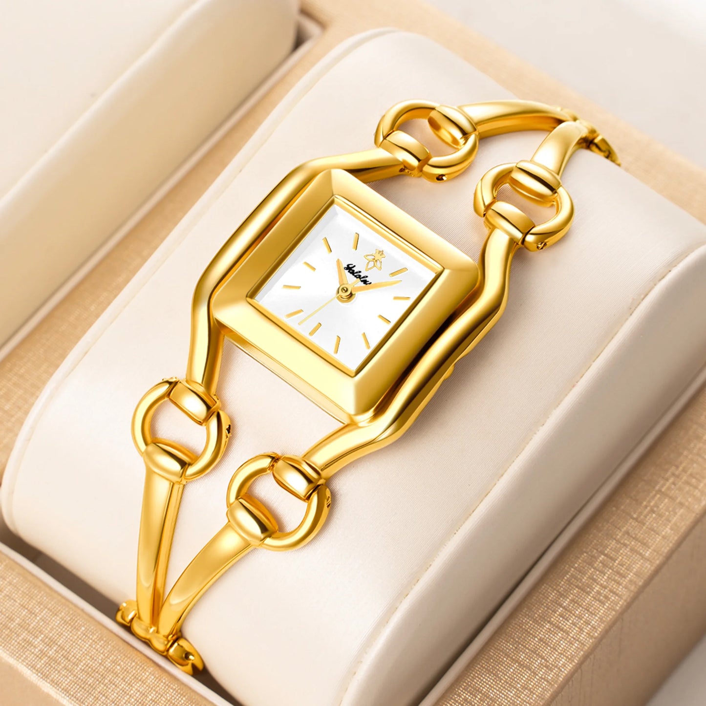 YaLaLuSi Newest Ladies Quartz Watches Women's Small Watches Luxury Casual Fashion Bracelet Including Tools Gold-Green