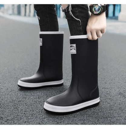Men's Rain Shoes in The Cylinder Waterproof Wear-resistant Injection Molding Rubber Breathable New Outdoor Walking Water Shoes