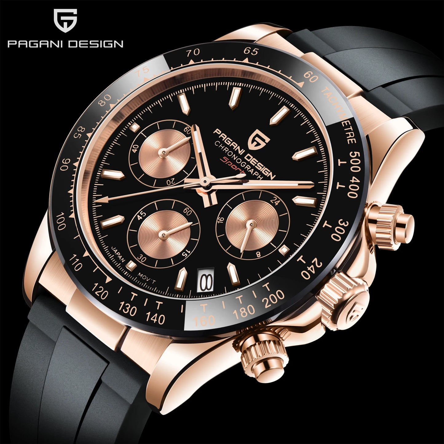 PAGANI DESIGN Watches Meteorite Surface Luxury Quartz Watches For Men Stainless Steel Waterproof Chronograph AR Sapphire Crystal