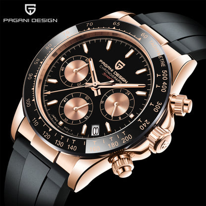 PAGANI DESIGN Watches Meteorite Surface Luxury Quartz Watches For Men Stainless Steel Waterproof Chronograph AR Sapphire Crystal