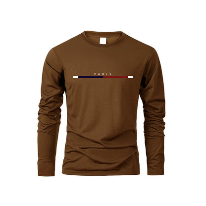 Men's Long Sleeve T Shirts of PARIS Printing Solid Color Casual Tops Autumn High Quality Loose T-Shirt Men Classic Clothing