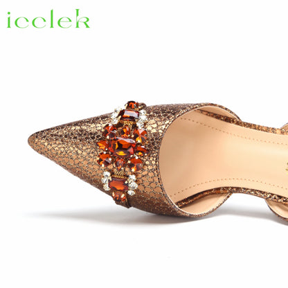 New Arrivals Special Design Pink Color African Women Shoes and Bag Set Pointed Toe Sandals for Wedding Party