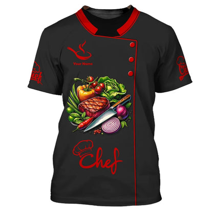Funny Chef Work Uniform Men's T-shirts Personalization Name Custom Print Tees Casual O-neck Loose Short Sleeve Fashion Cook Tops