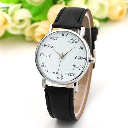 Fashion Ladies Watch Math Formula Watches Leather Strap Quartz Casual Watch for Women Dashboard Formula Relogio Ferminino