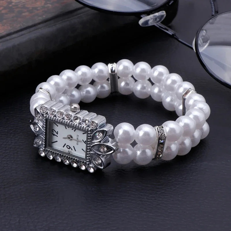 Fashion Women Watch Clock Women Casual Wristwatches Pearl Beaded Bracelet Watches Strap Quartz Wrist Watch Horloges Jewelry Gift