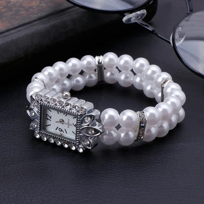 Fashion Women Watch Clock Women Casual Wristwatches Pearl Beaded Bracelet Watches Strap Quartz Wrist Watch Horloges Jewelry Gift