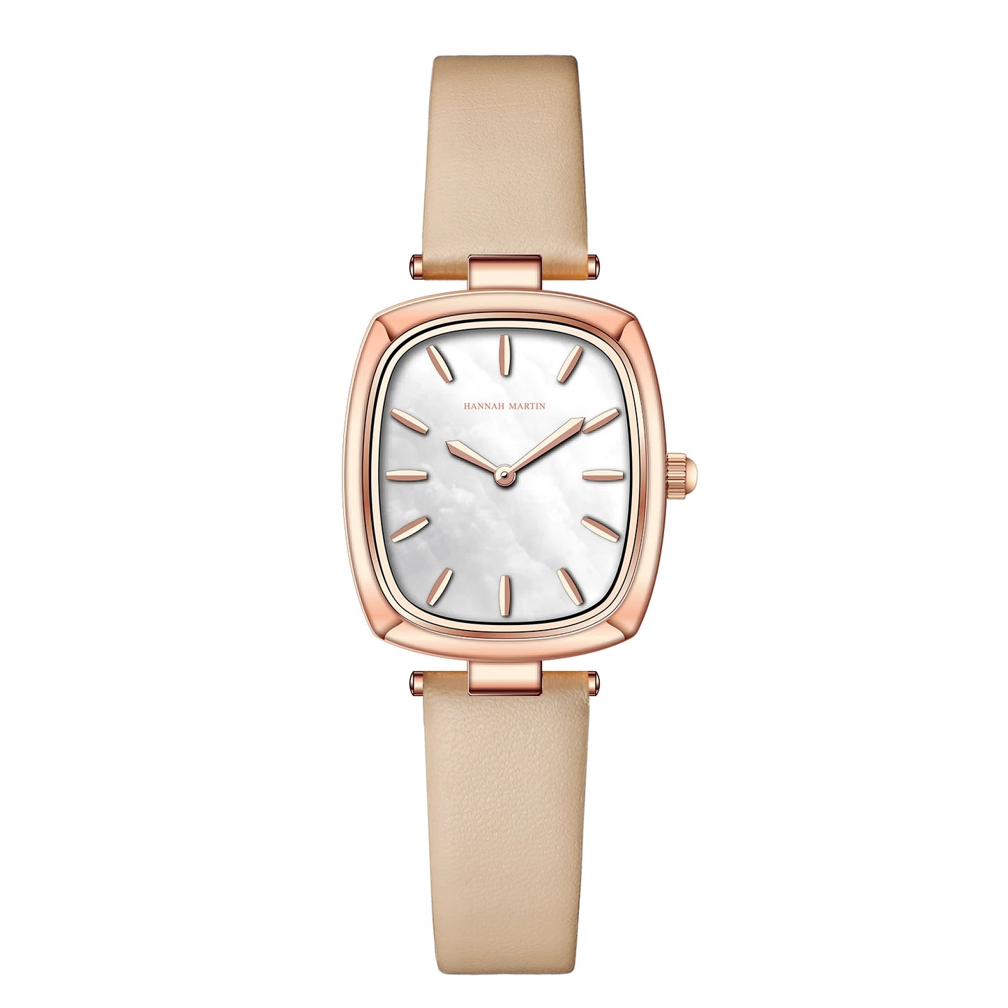 2024 New Womens Watch Hannah Martin Original Leather Rose Gold Simple Quartz Watch Top Brand 3Bar Waterproof Fashion Women Watch