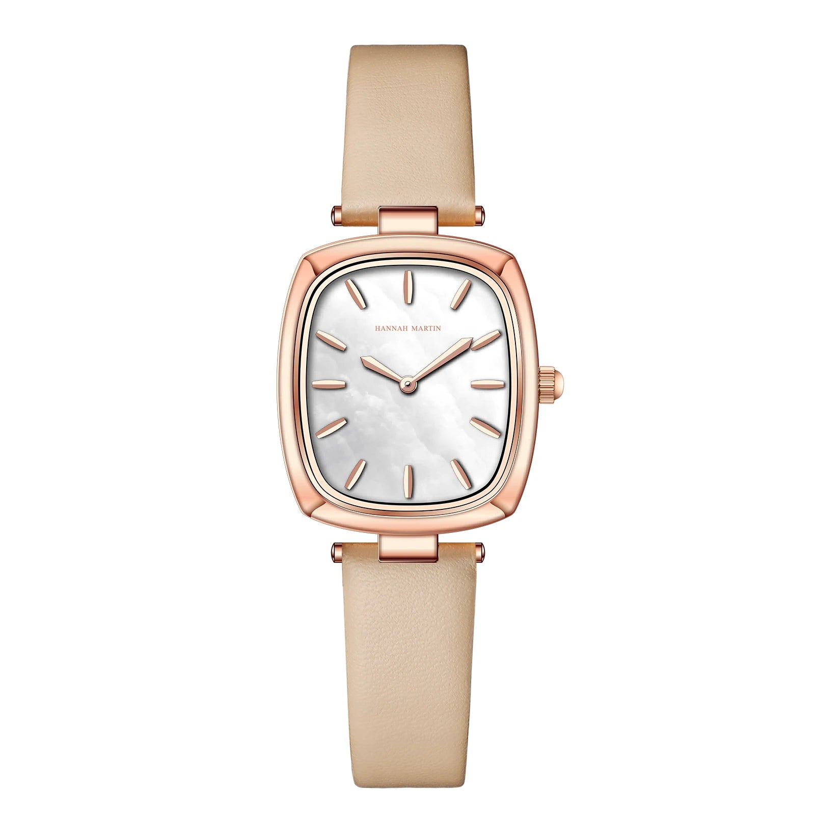 2024 New Womens Watch Hannah Martin Original Leather Rose Gold Simple Quartz Watch Top Brand 3Bar Waterproof Fashion Women Watch